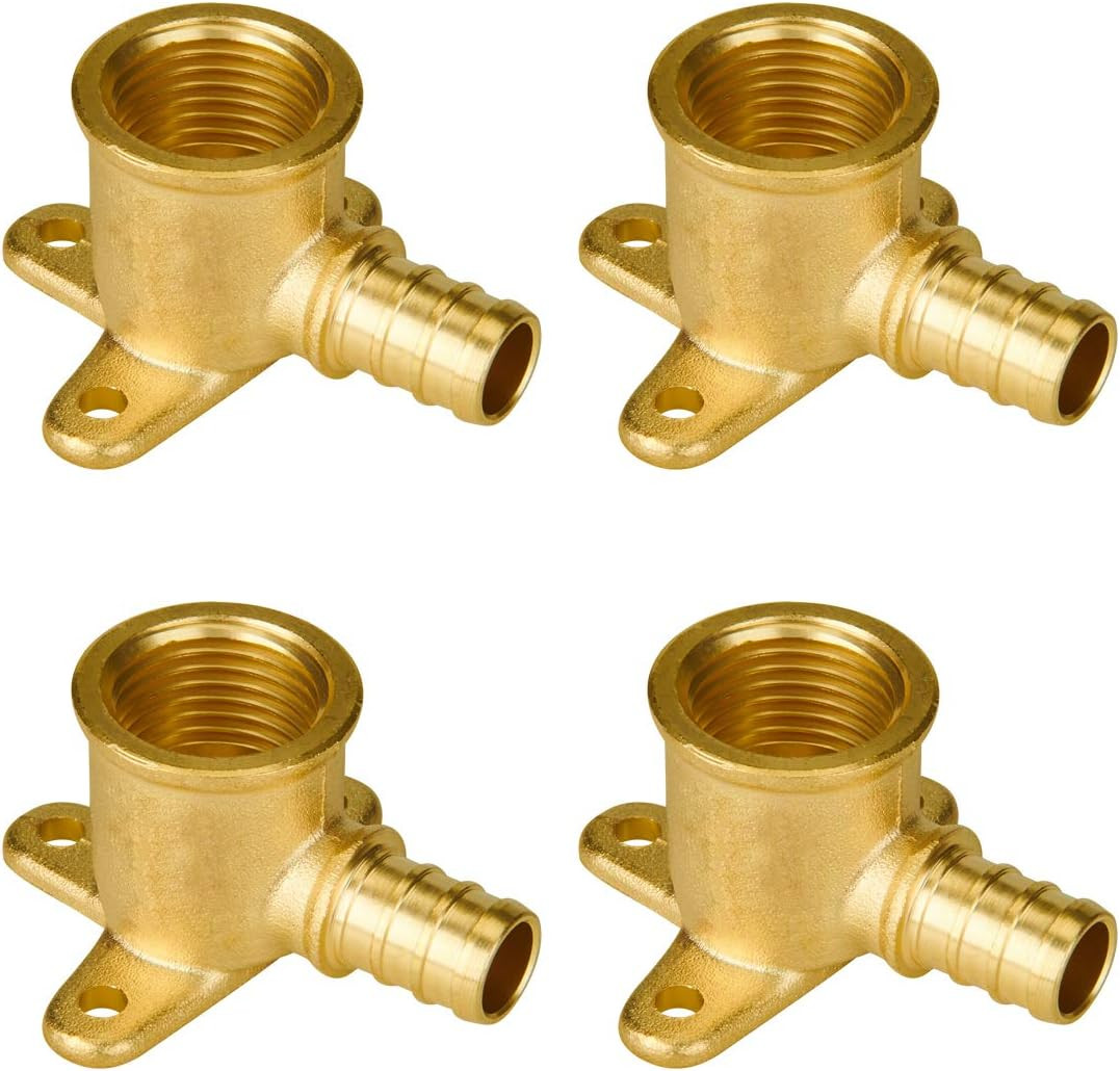 4-Pack Pex Drop Ear Elbow 1/2", No Lead Brass Fittings, UPC Certified, ASTM F180