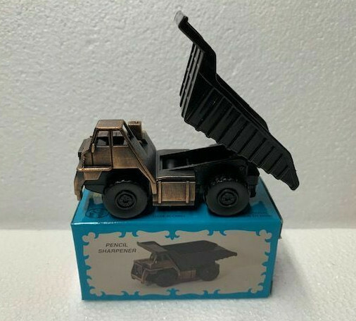 DUMP TRUCK BRONZE BUS DIE CAST METAL COLLECTIBLE PENCIL SHARPENER NEW / BOX
