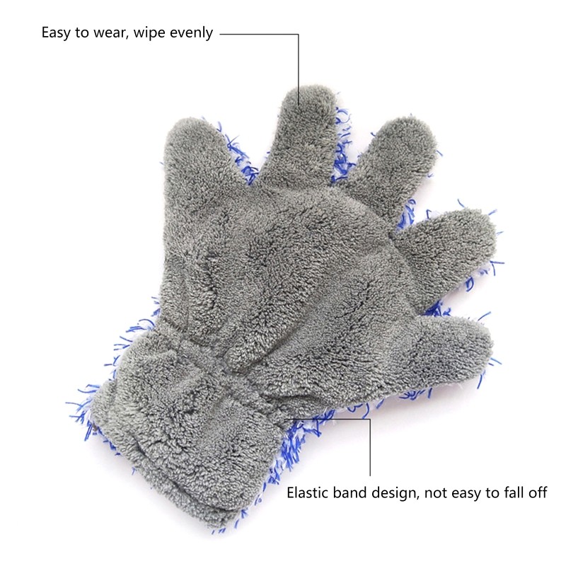 Double Sided Car Washing Mitts Dusting Microfiber Gloves Cleaning Rag Durable
