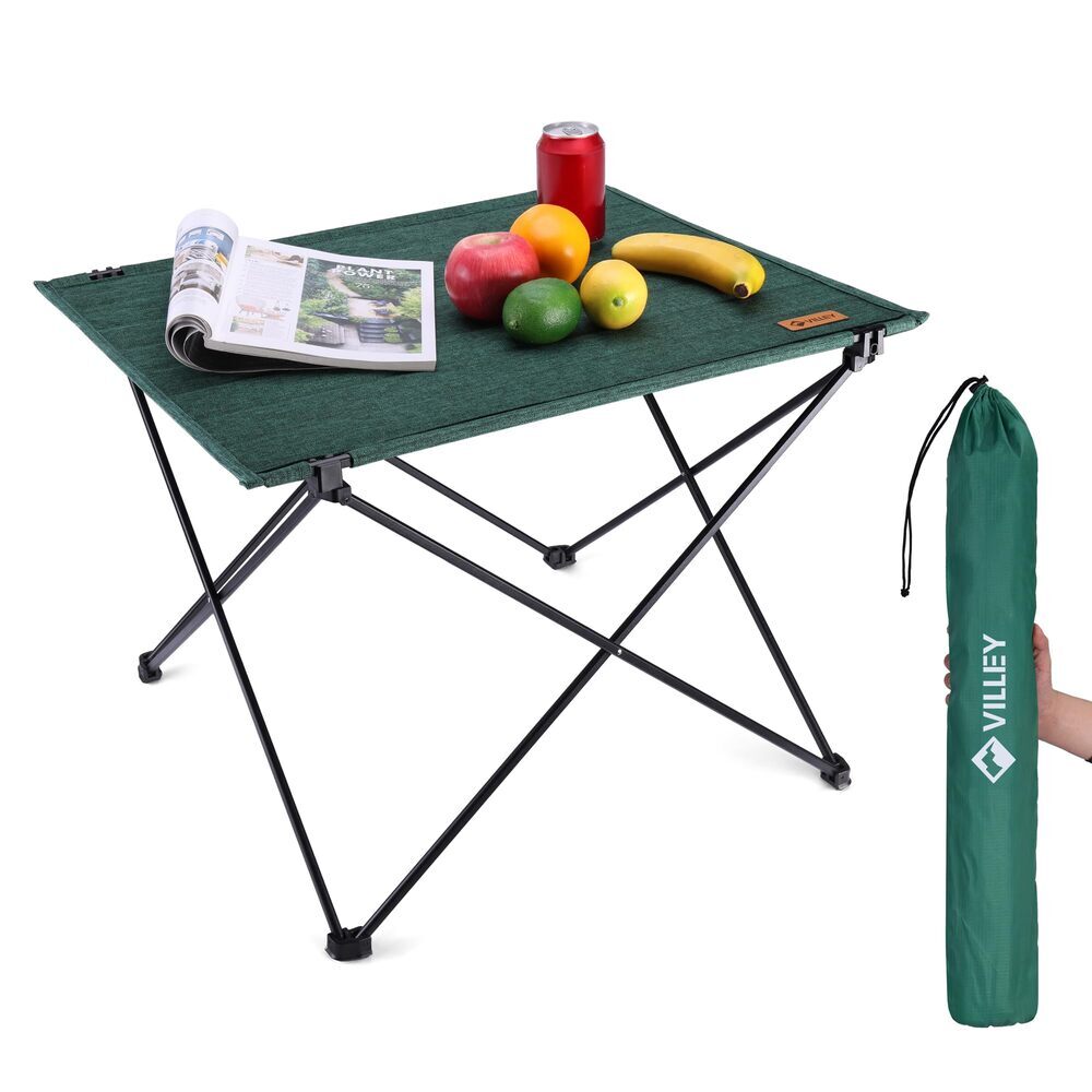 VILLEY Folding Camping Table Portable Beach Table With Aluminum Panel Large Size