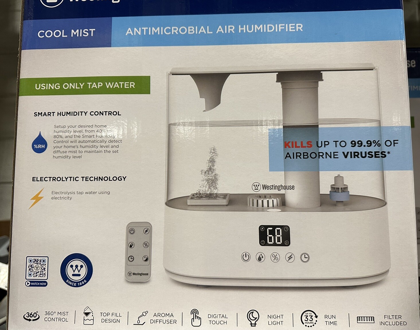 Westinghouse 1.05-Gallons Tabletop Cool Mist Humidifier (For Rooms Up To 150-sq
