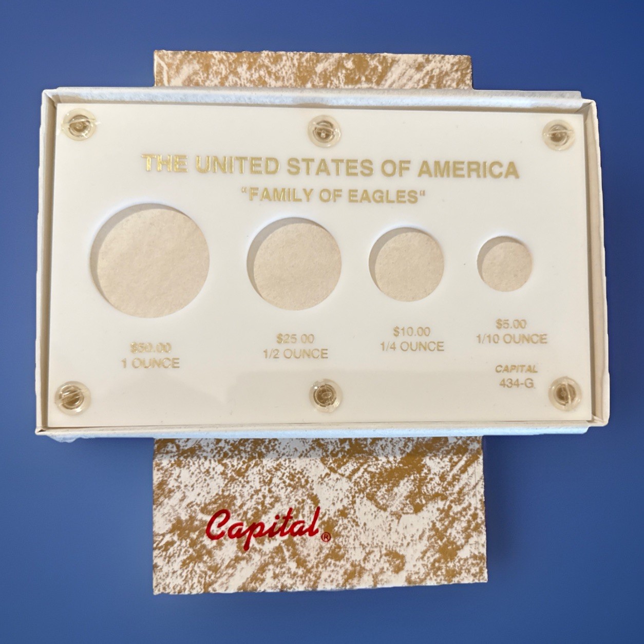 Capital Plastics The USA "Family of Eagles" Holder for 4 coins 434-G White