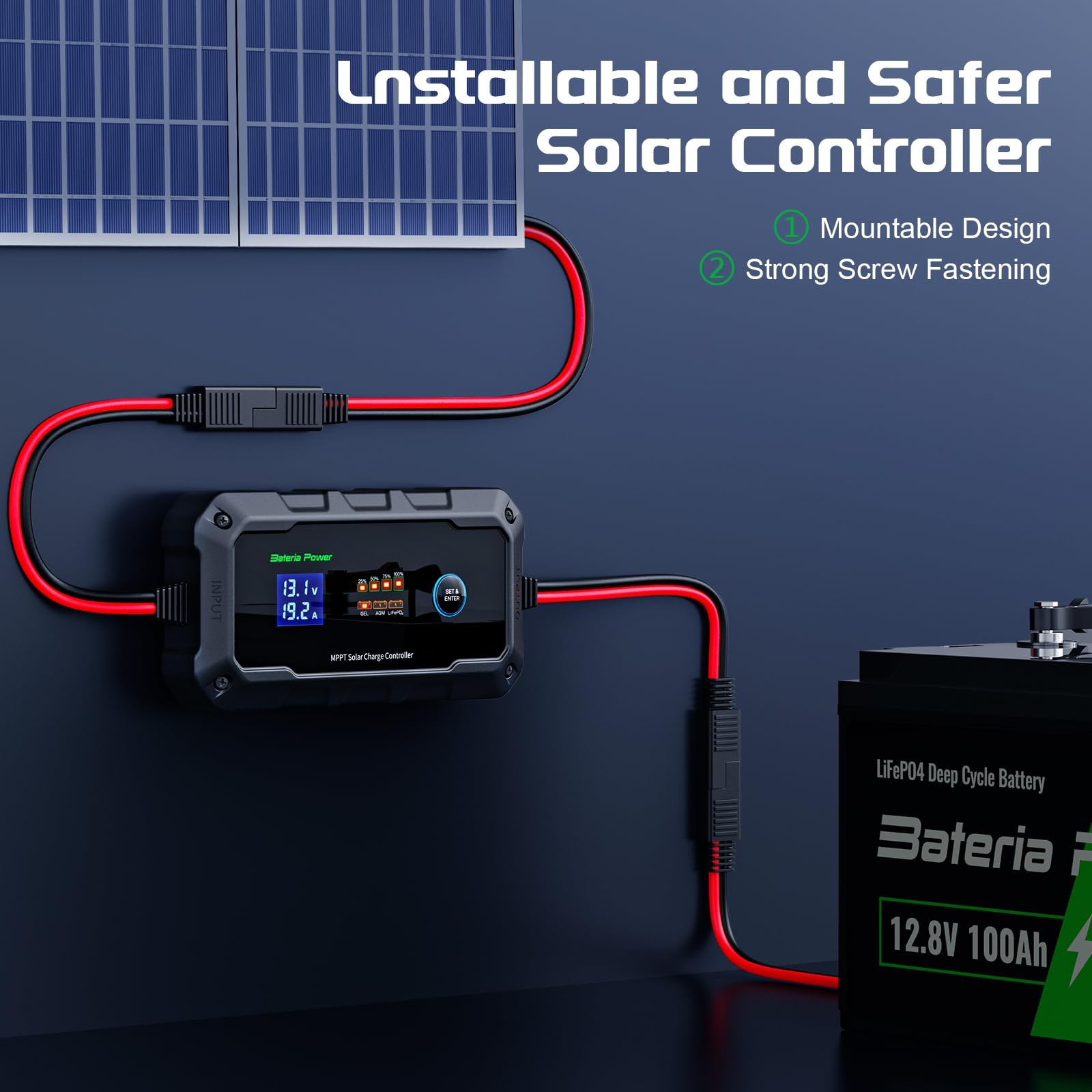 20A 12V/24V MPPT Wireless Solar Charge Controller, Intelligent Solar Panel Re...