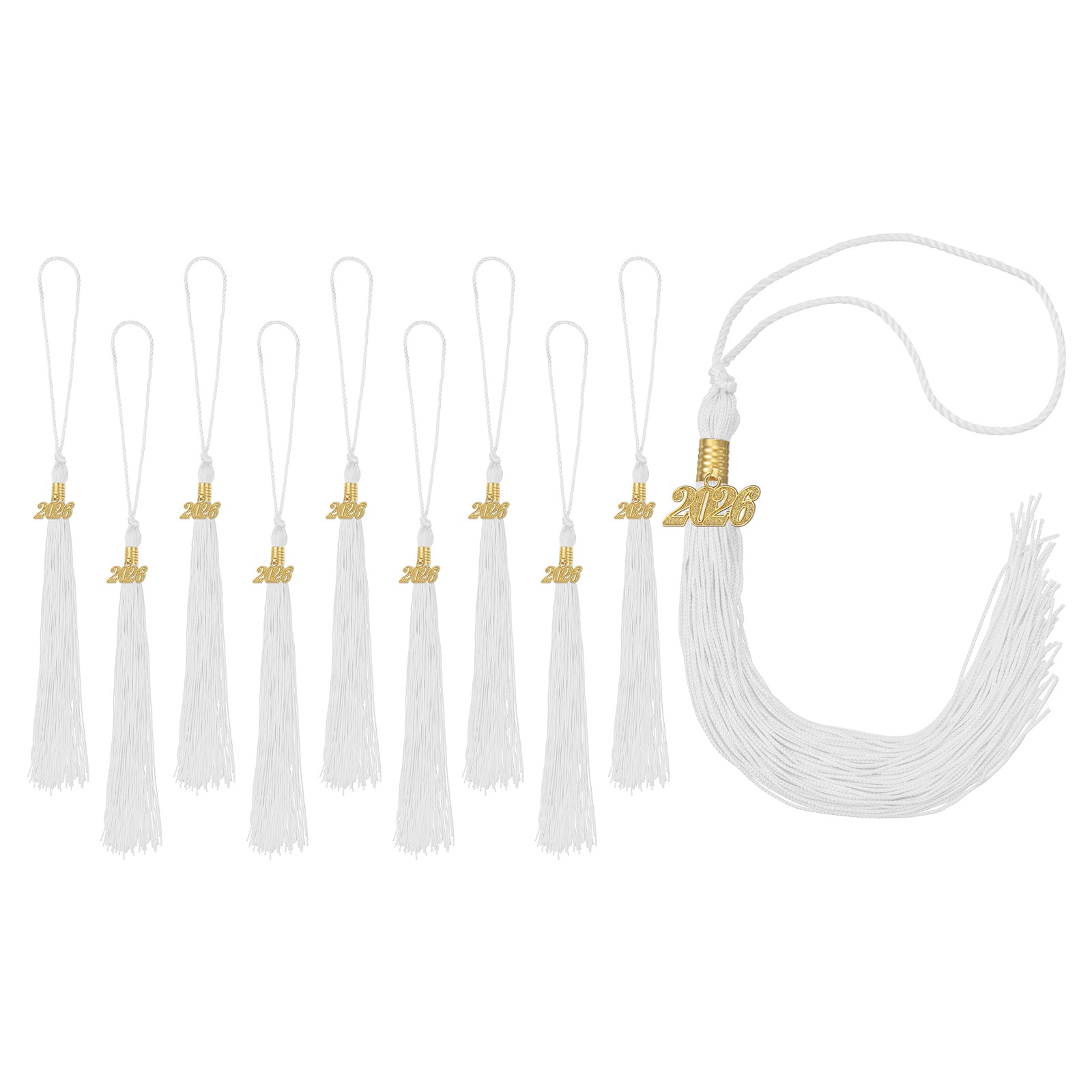 10pcs 2026 Tassel Graduation, White Graduation Cap Tassels with Charms