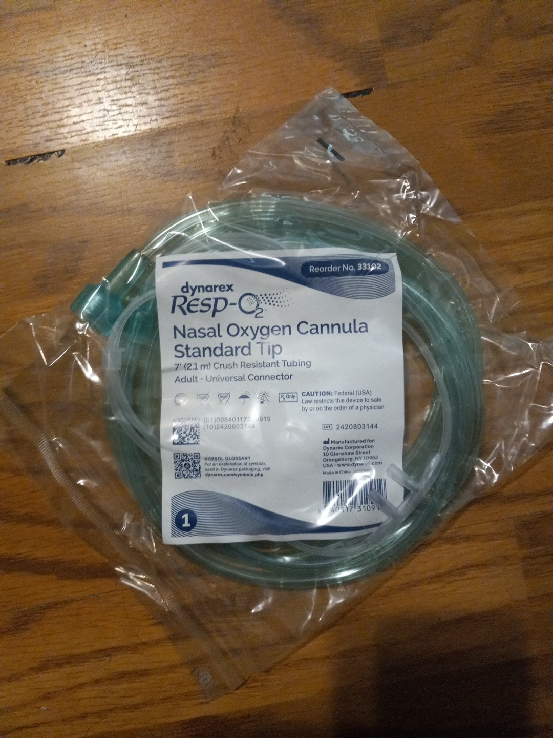 BOX OF 5 (FIVE) 7FT Adult Flexible Tip Soft Nasal Oxygen Cannulas Green
