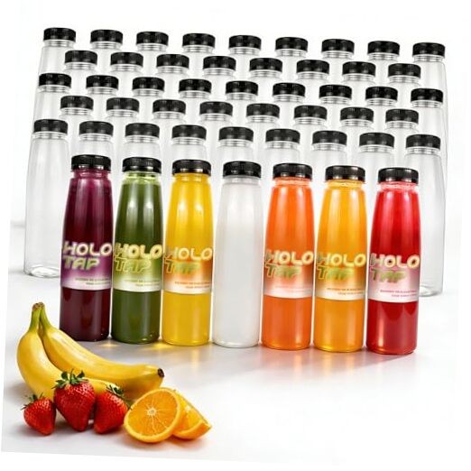 54 Pack 7OZ Plastic Bottles with Caps, Empty PET Disposable Plastic 7 OZ Black