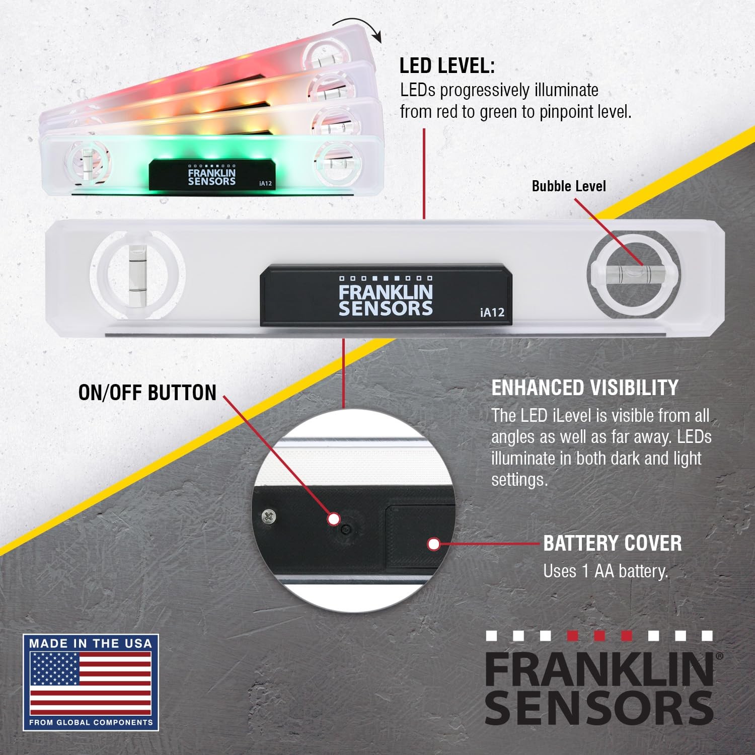 Stud Finder Tool set Franklin Sensors Light Level Indicator New