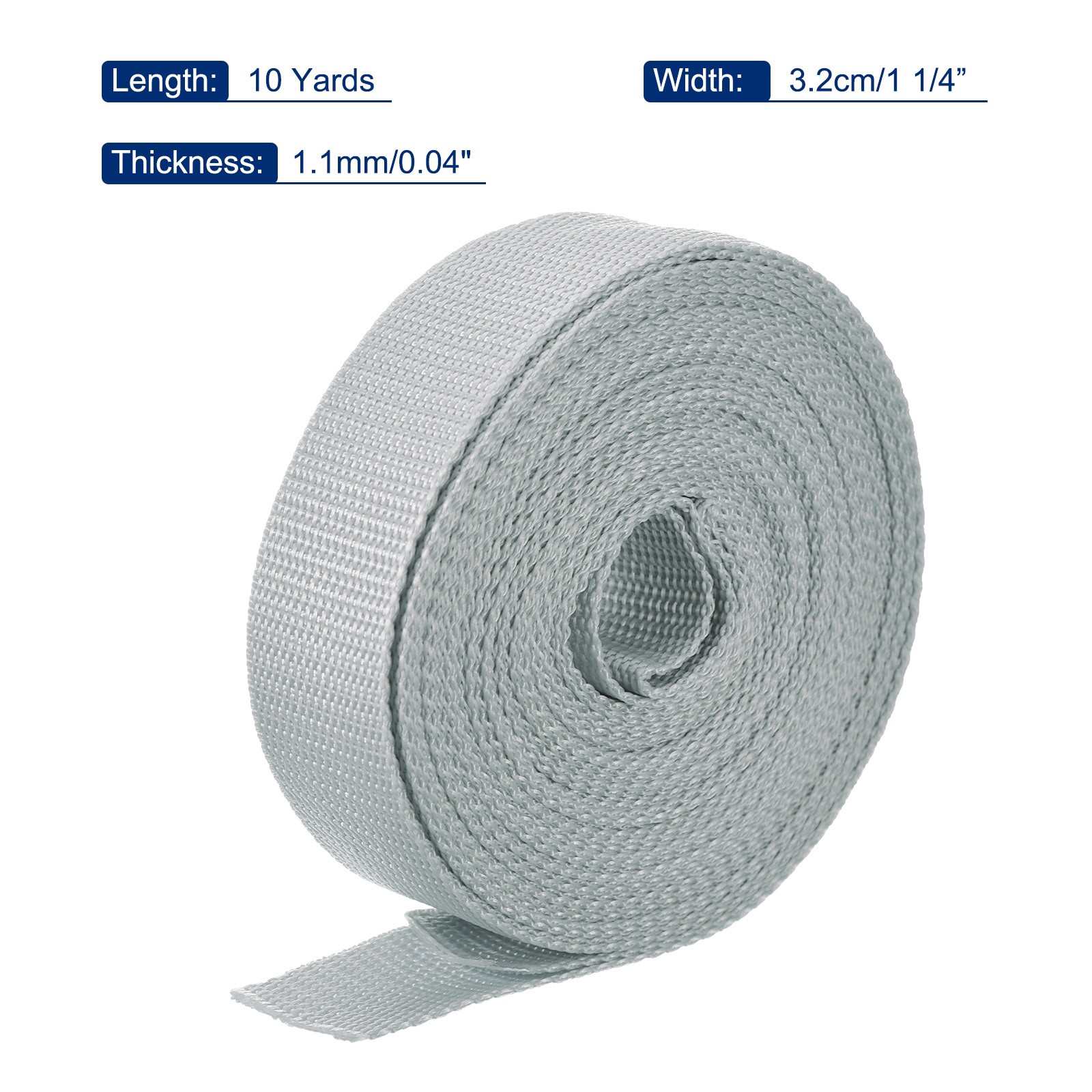 Lightweight Polypropylene Webbing Strap 1 1/4" 10 Yard Backpack Pale Grey