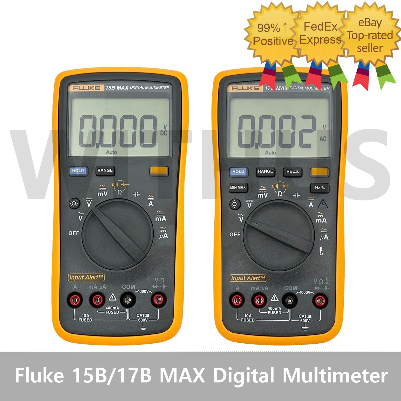 FLUKE 15B/17B MAX Digital Multimeter Audible/Visual Alarm CATIII 600V AC/DC*