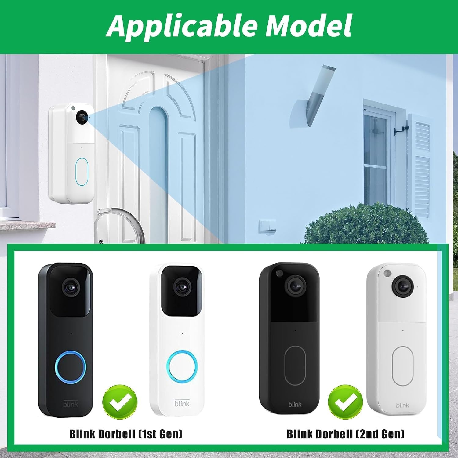 Wide Viewing Angle Mount for Blink Doorbell - Adjustable & Weatherproof Bracket