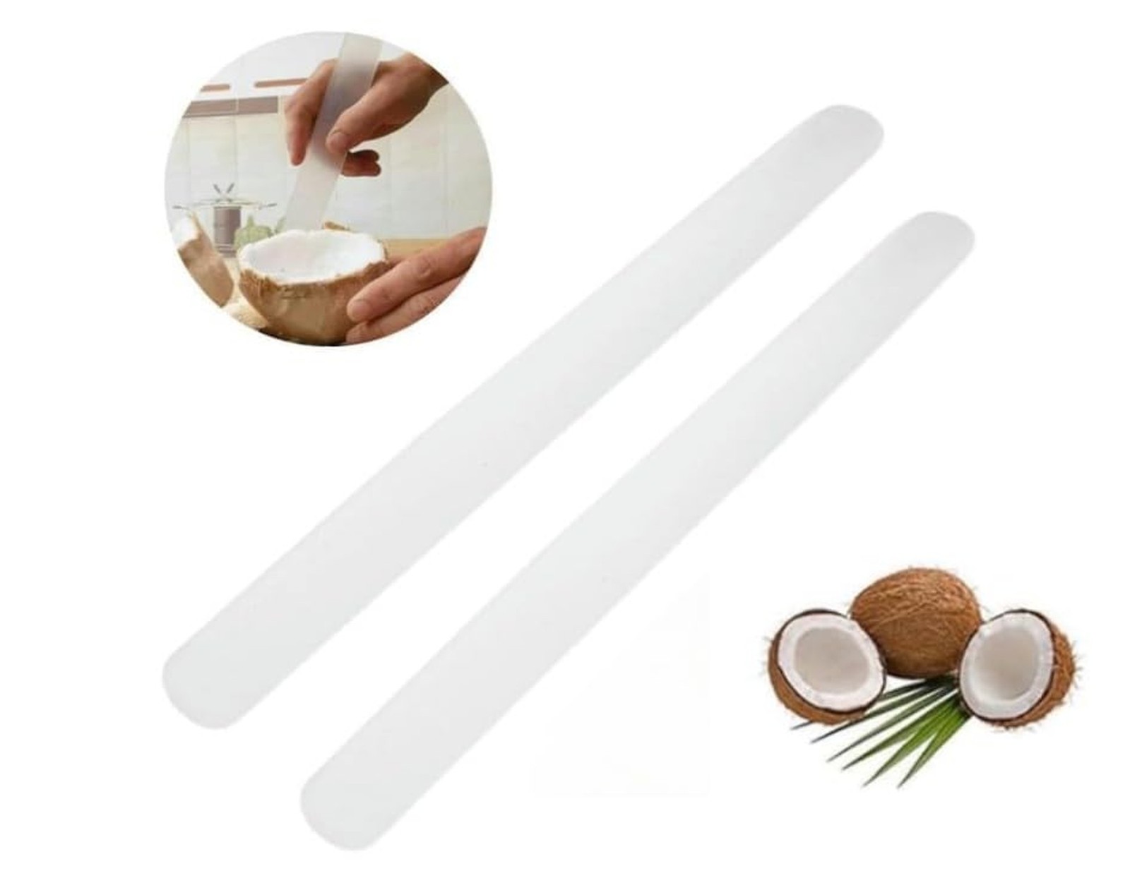2Pcs White Coconut Opener,Coconut Meat Scraper,Soft and Flexible Coconut Egg ...