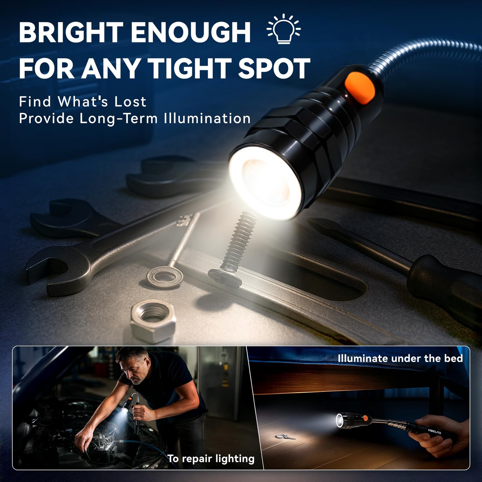 VIBELITE Extendable Magnetic Flashlight with Telescoping Magnet Pickup Tool- Dad