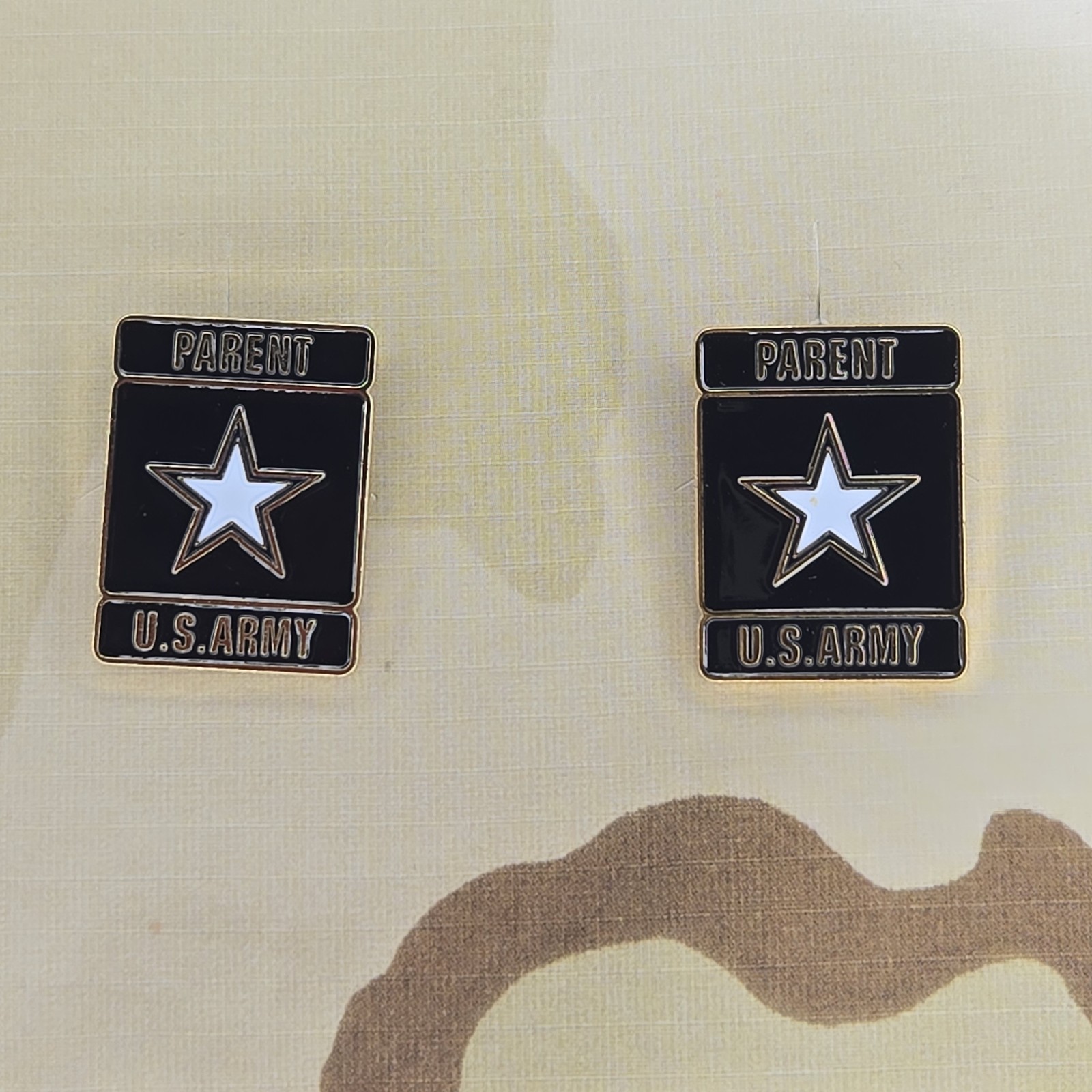 Set Of Two U.S. Army "Parent" White Star Pins - Army Family Support Pins Mom Dad