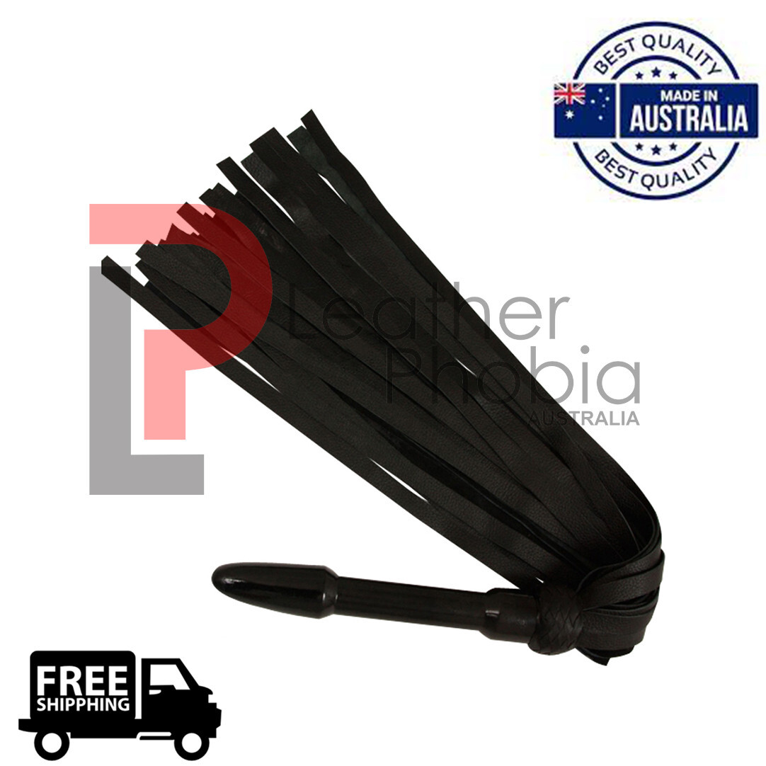Genuine Cow Hide Leather Flogger 25 Tails with Solid Wooden Handle Whip Handmade