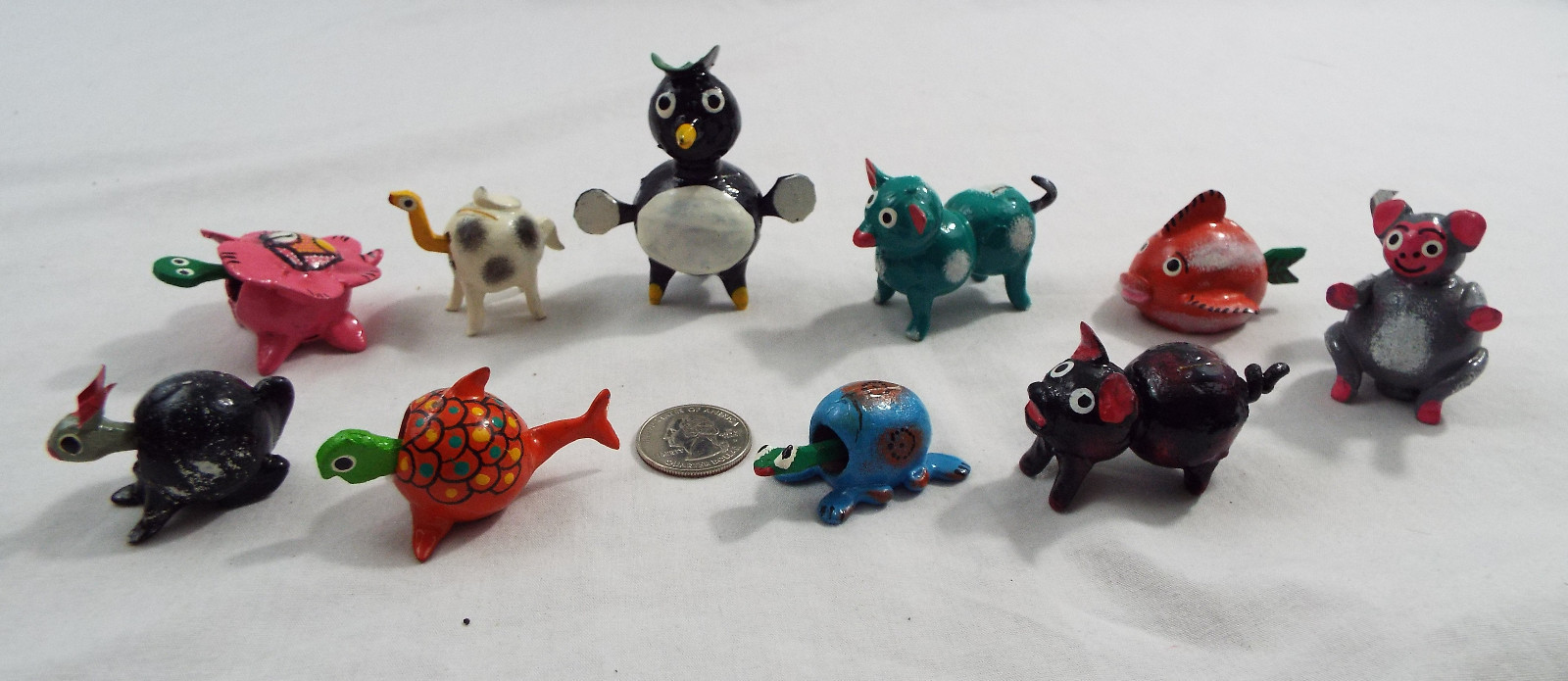 Lot of 10 Assorted Bobble Head Various Animals Elephant Dog Mudskipper Monkey