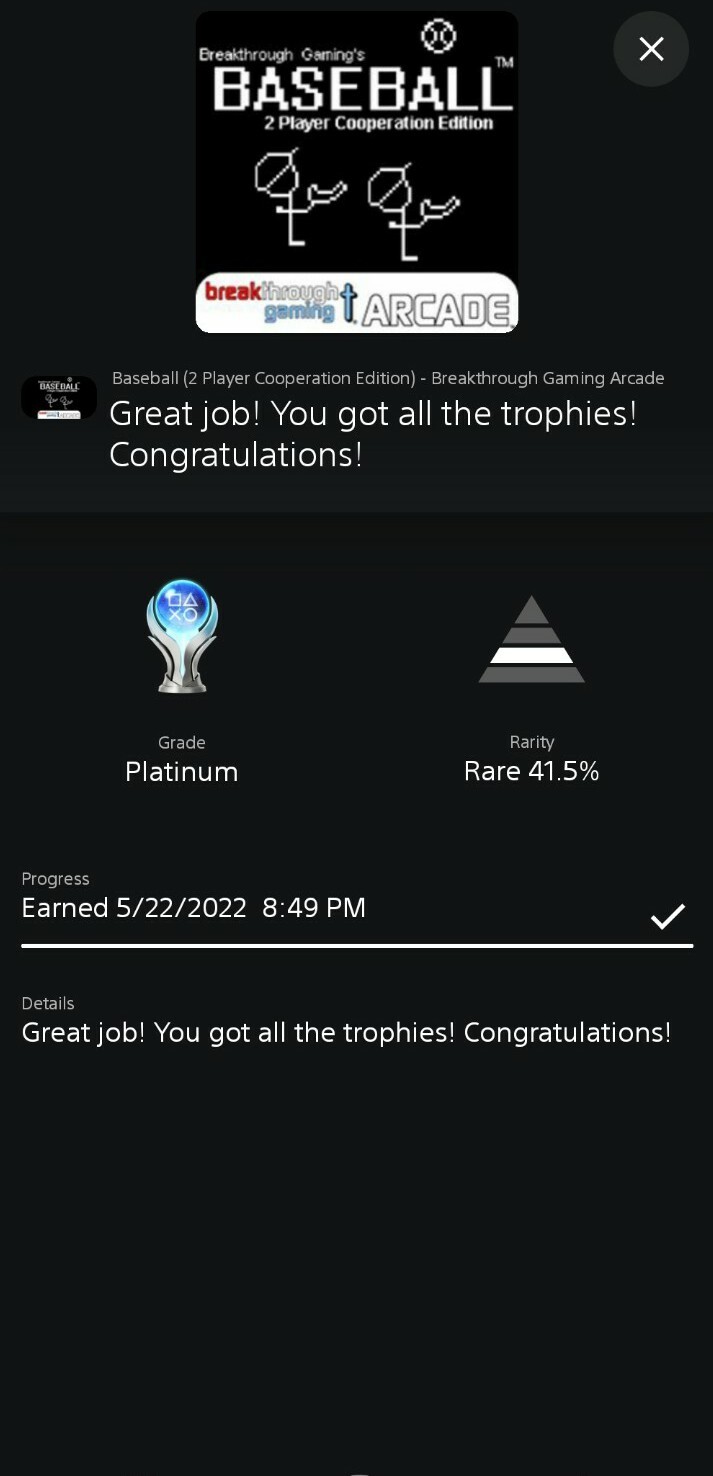 Baseball (2 Player Cooperation Edition) PS4 Platinum Trophy Service - LEGIT PLAY