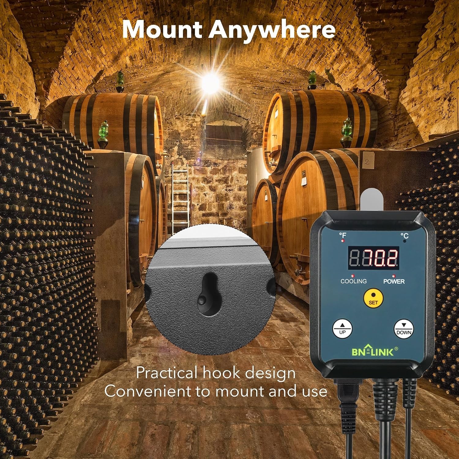 Programmable Temperature Controller for Exhaust Fans – 40-108°F with LED Display