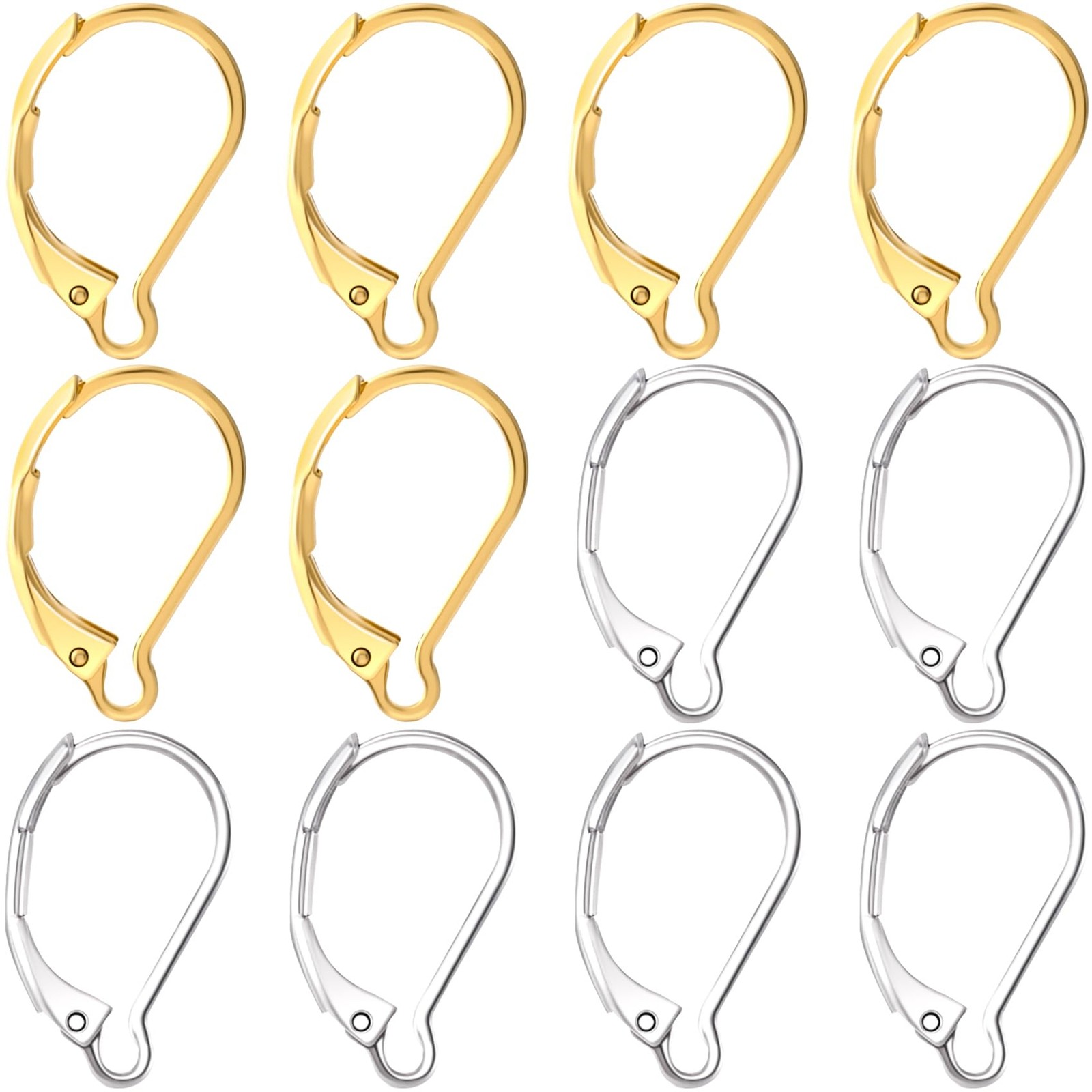 12 Pcs Leverback Earring Hooks, Stainless Steel Clasp Hoop, Hypoallergenic Dangl