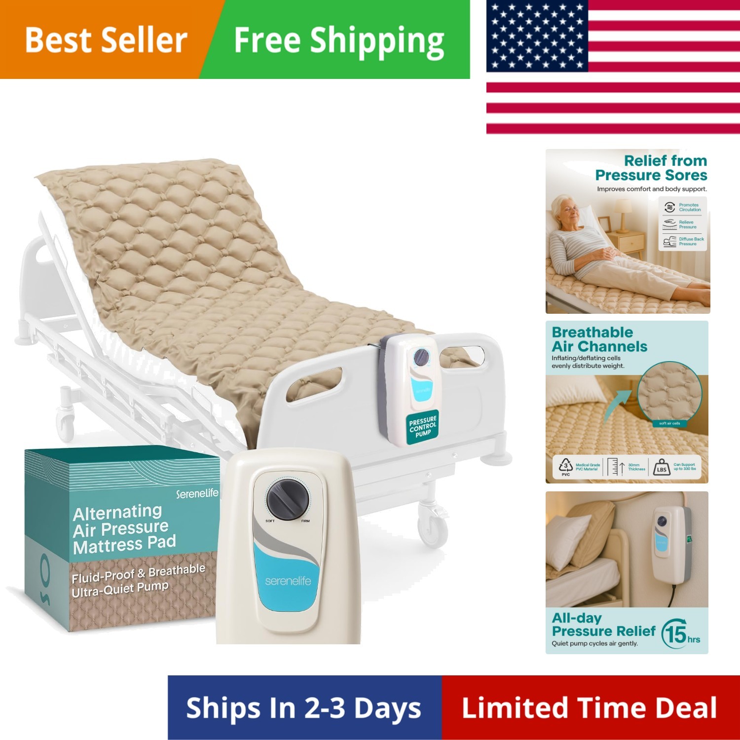Air Pressure Mattress Pad | Hospital Topper for Bedridden Patients | Alternat...