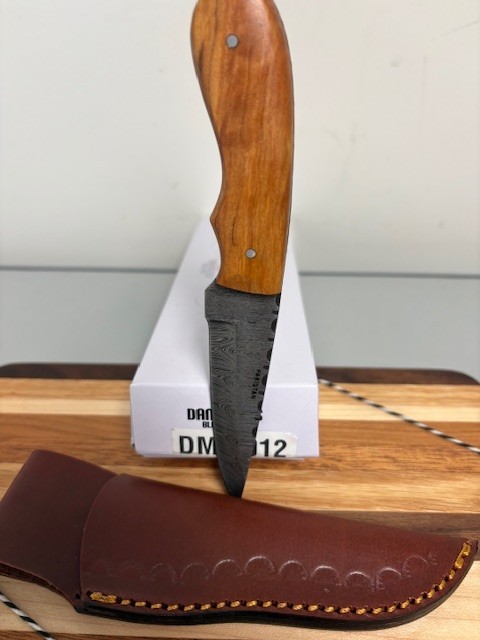 Rite Edge DAMASCUS Fixed Blade KNIFE Brown NEW in Package