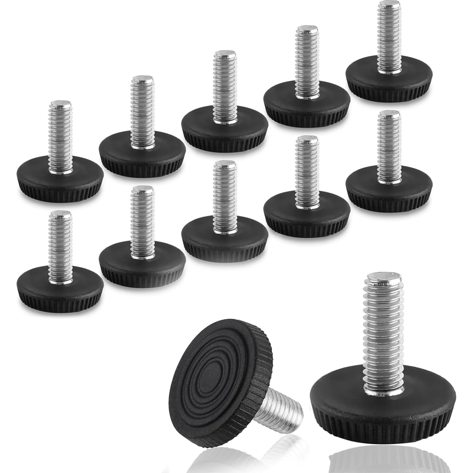 M8 Thread Levelers, 12 PCS Adjustable Furniture Feet, Screw in Leveling Feet for