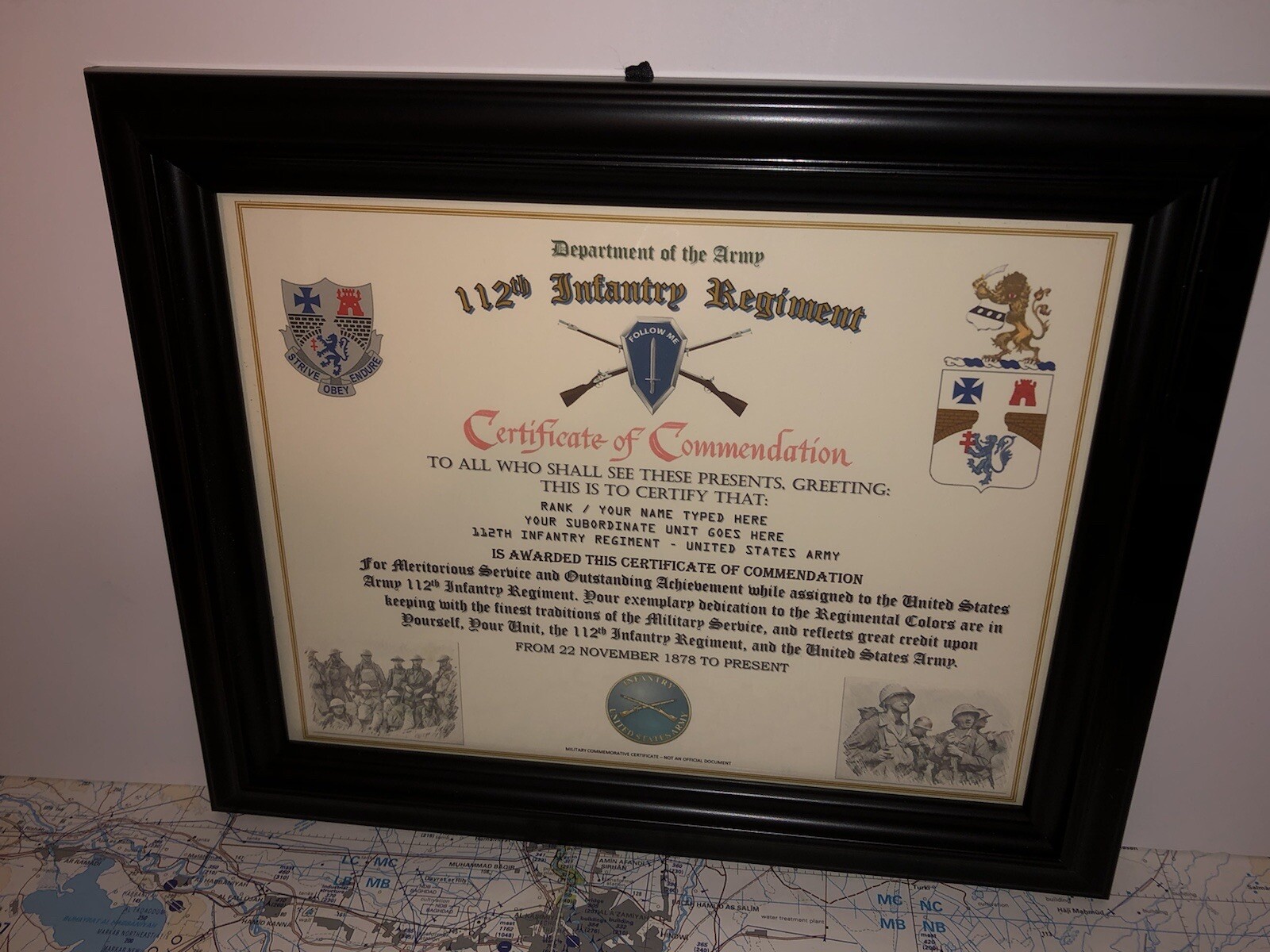 112TH INFANTRY REGIMENT / COMMEMORATIVE - CERTIFICATE OF COMMENDATION