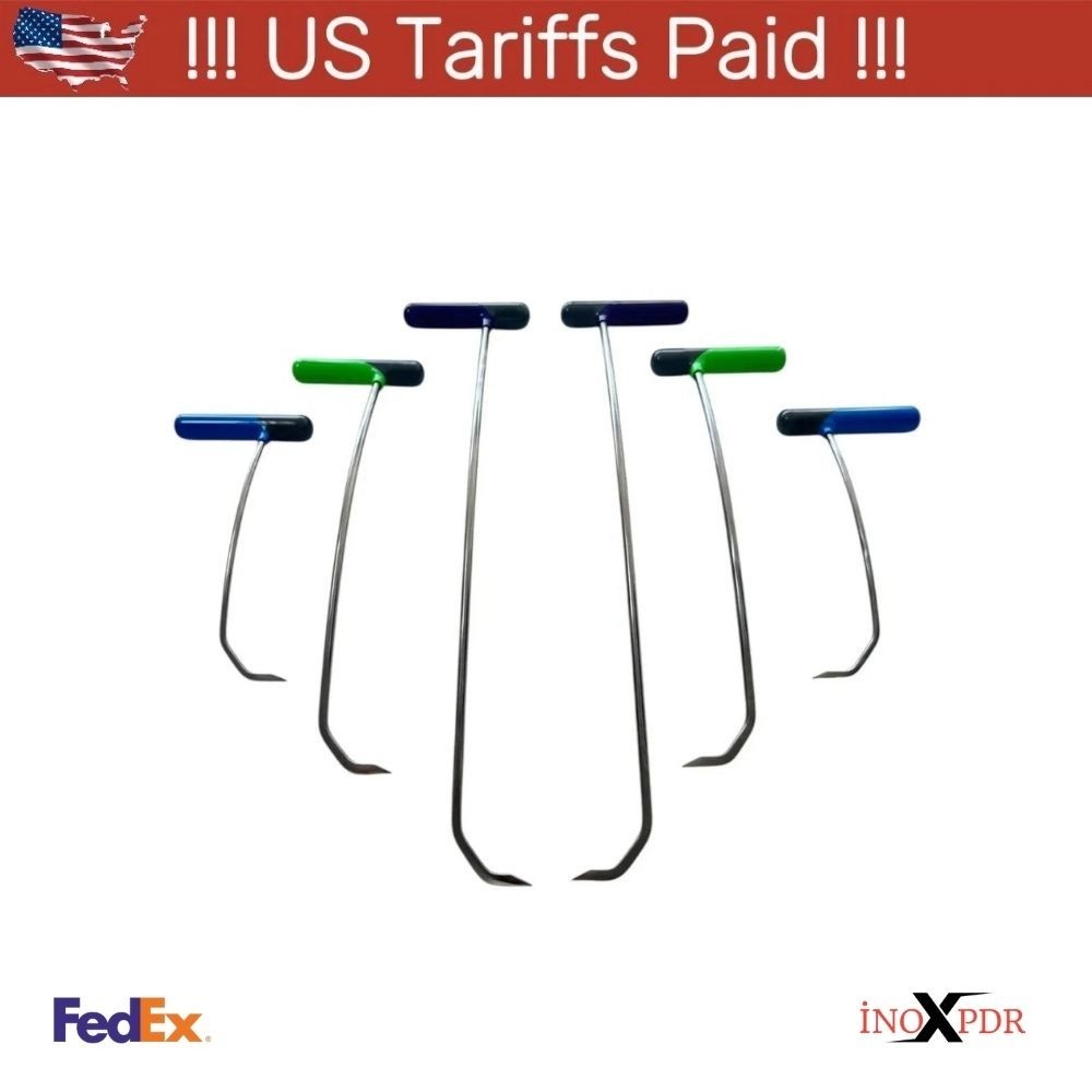 Paintless Dent Repair 6-Piece Pointed Tip Double Bend Left & Right Steel