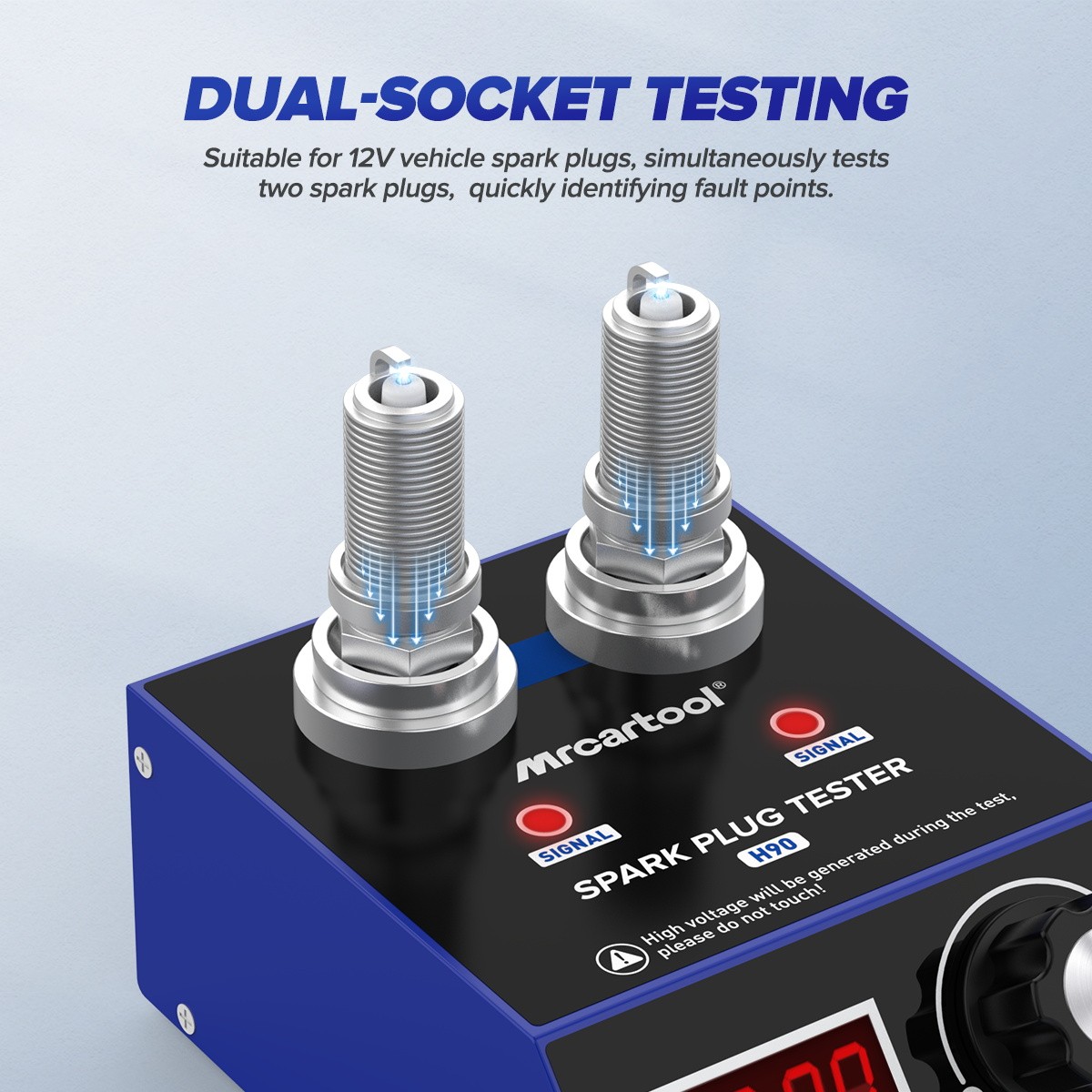 Spark Plug Tester 12V Gasoline Car Ignition Analyzer Dual Hole Diagnostic Tool
