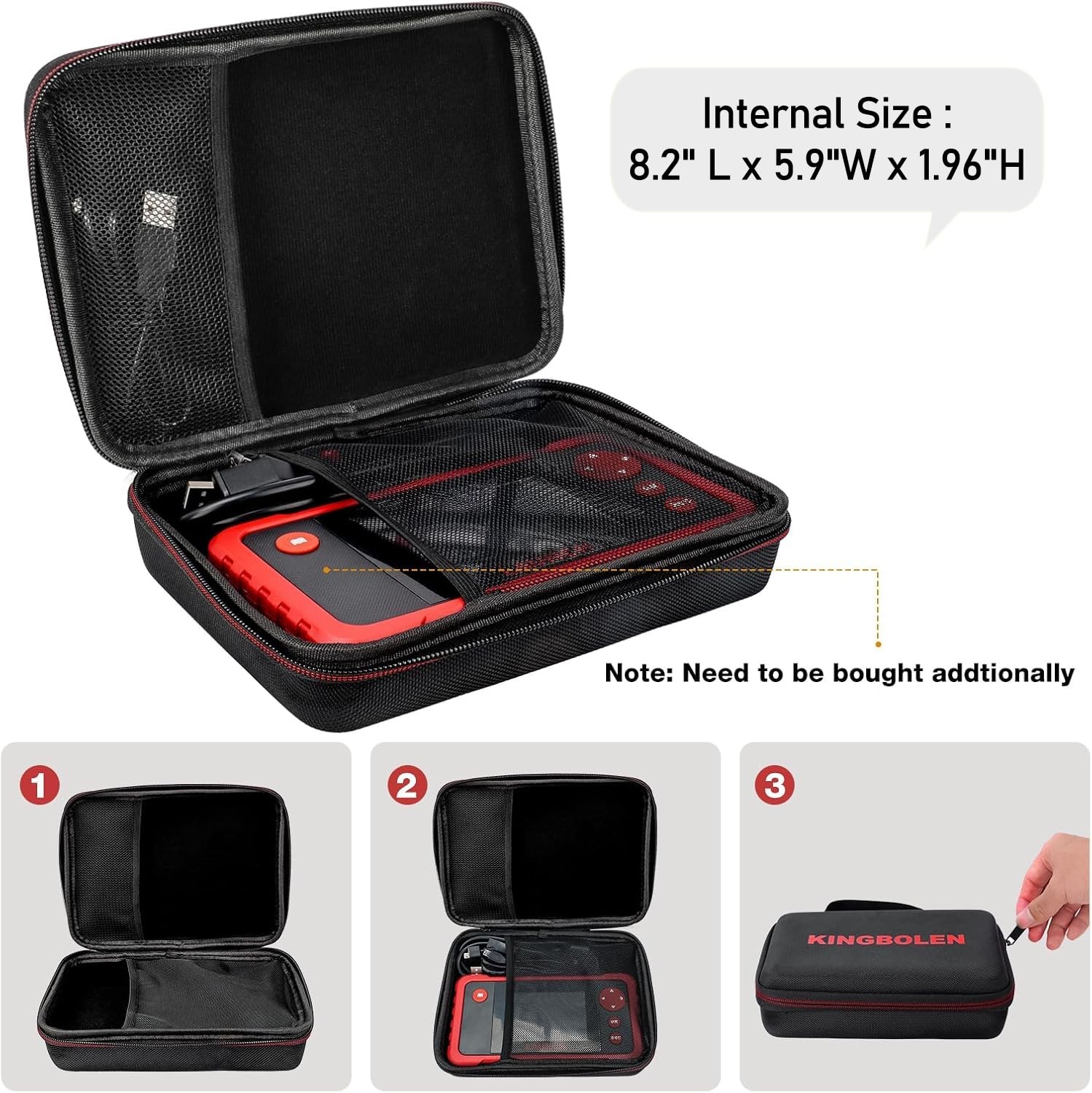 KINGBOLEN Protective Case Storage Bag for OBD2 Scanner Launch Black
