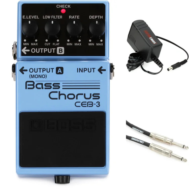 Boss CEB-3 Bass Chorus Pedal with Power Supply and Cable