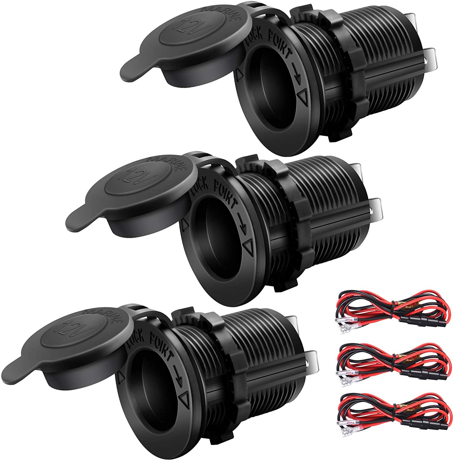 12V Cigarette Lighter Socket Car Marine Motorcycle ATV RV Lighter Socket Power O