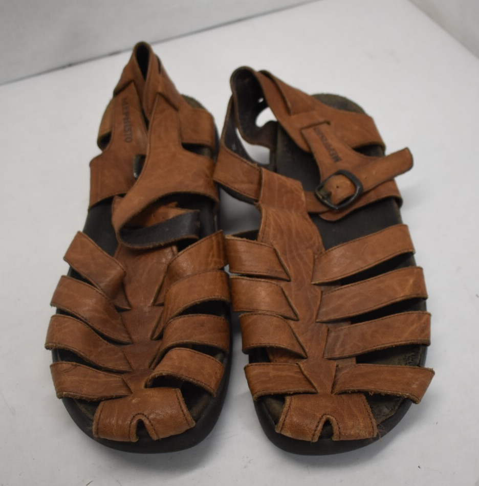 Mephisto Sam Walking Fisherman Sandals Brown Leather Mens Size EU 46 US 11