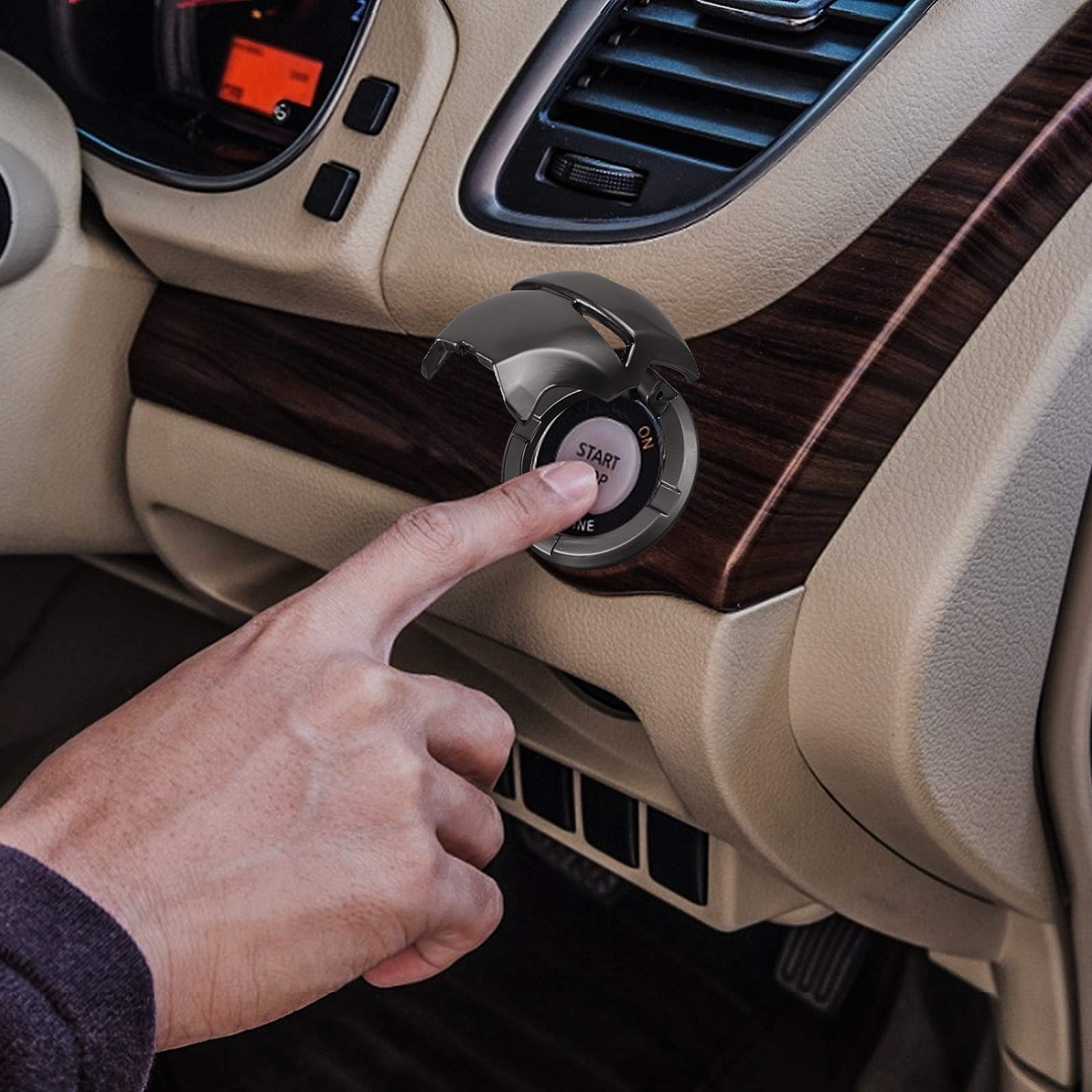 Car Engine Start Stop Button Cover Decorative Ring Push Start Button Ignition...