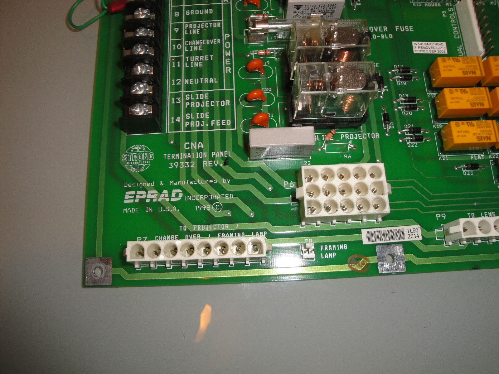 EPRAD CNA Termination Panel 39332 Rev. 6 Plus Volume Card 39370 from Simplex 35
