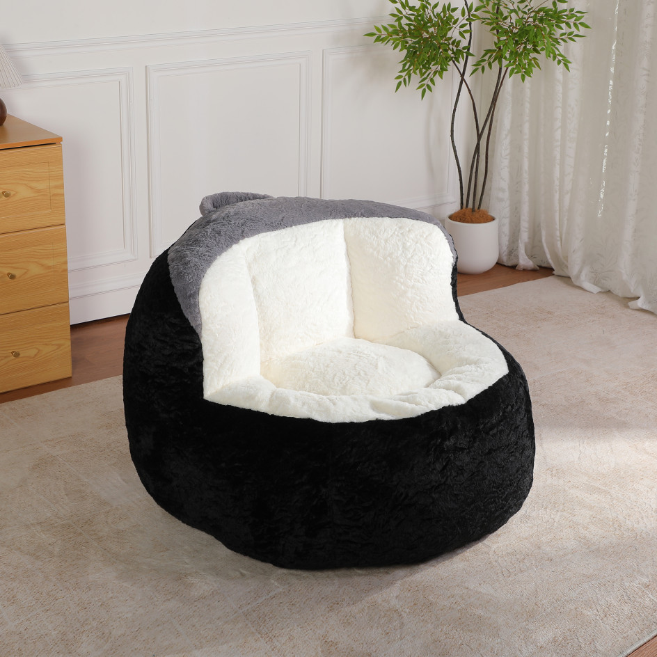 Memory Foam Bean Bag Sofa Chair – Faux Fur Teddy Lounge Seat