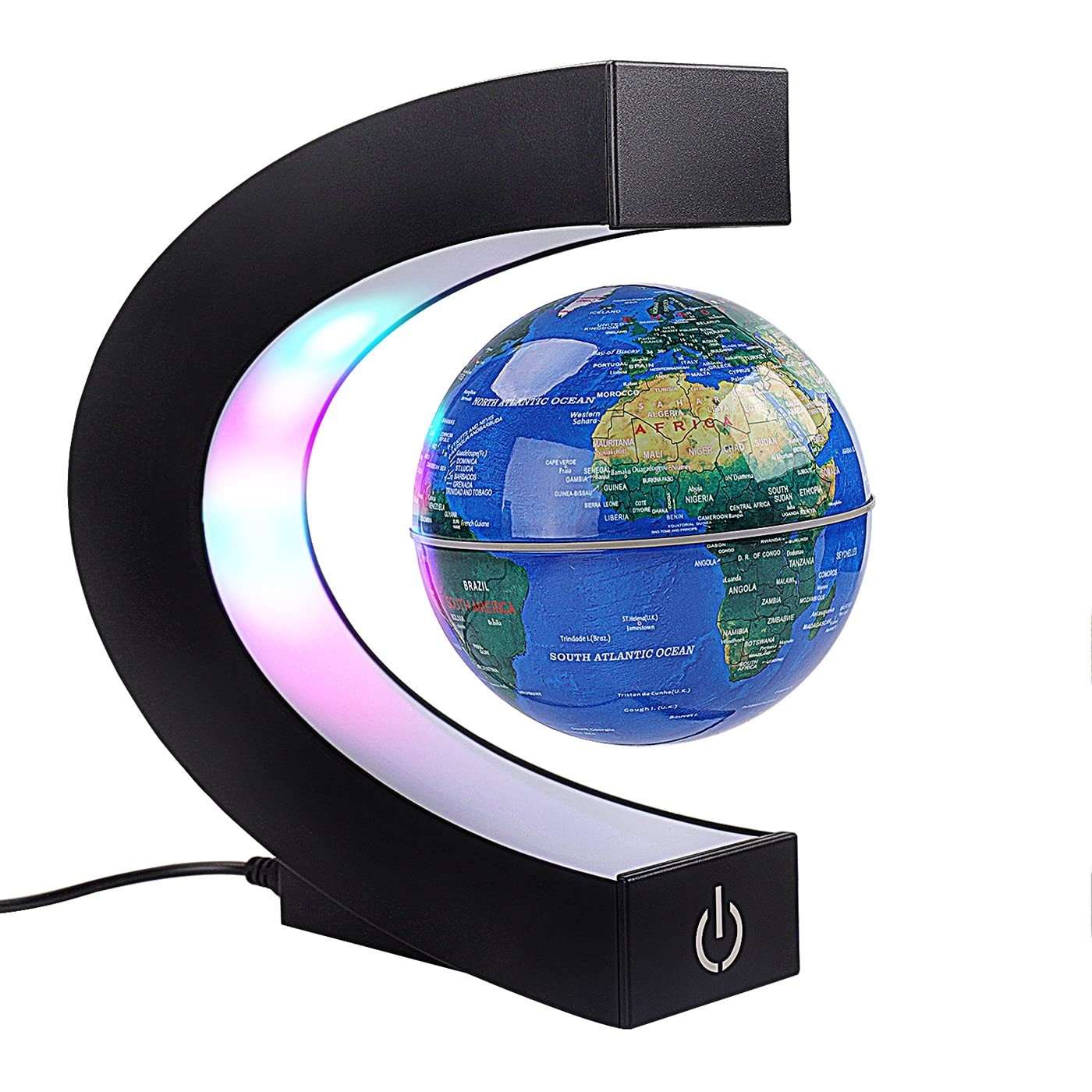 Anti-Gravity Floating Globe with LED Lights - Rotating Magnetic World Map Decor