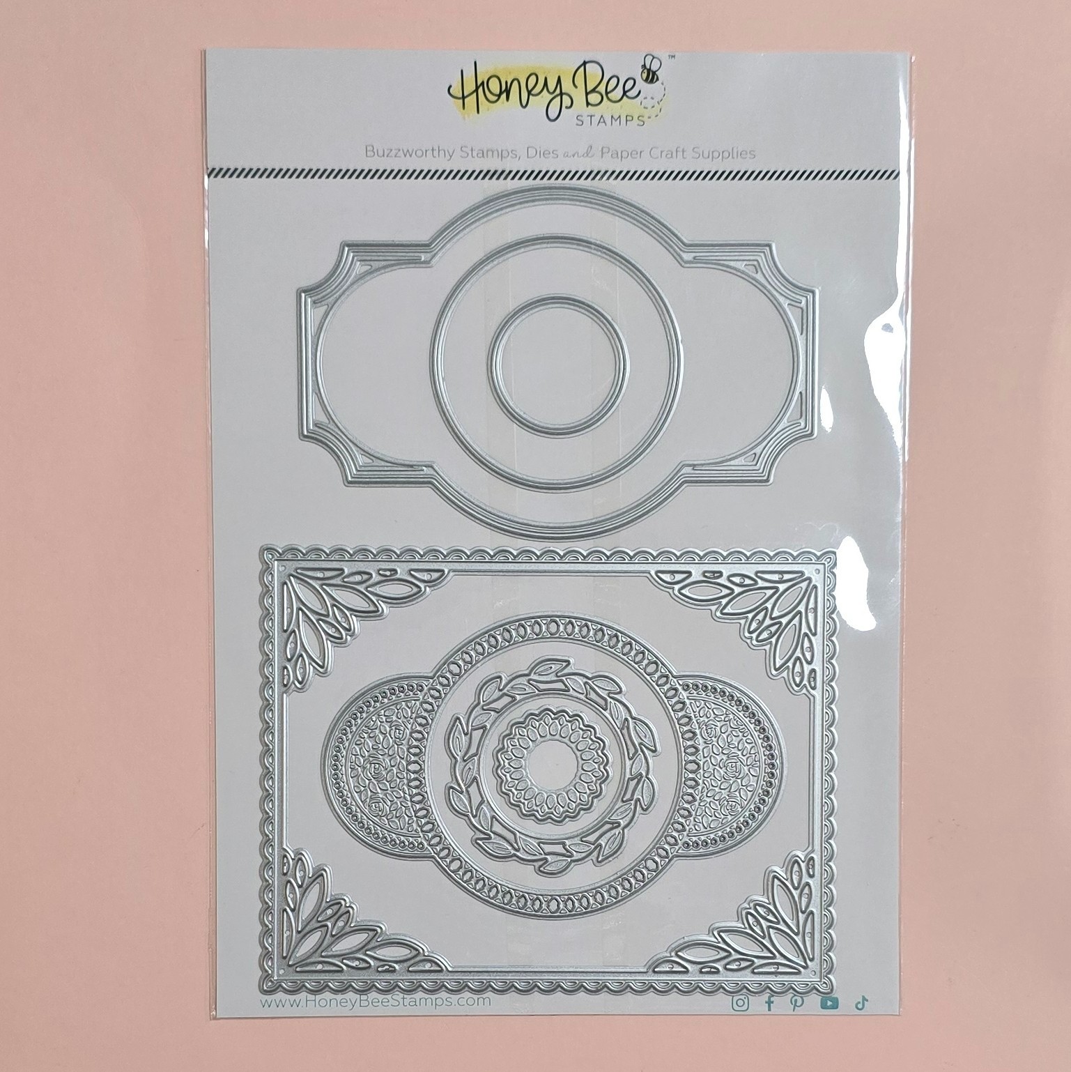 Honey Bee Stamps SPRING VINE LAYERING FRAME Die Set w/Storage Envelope - NEW