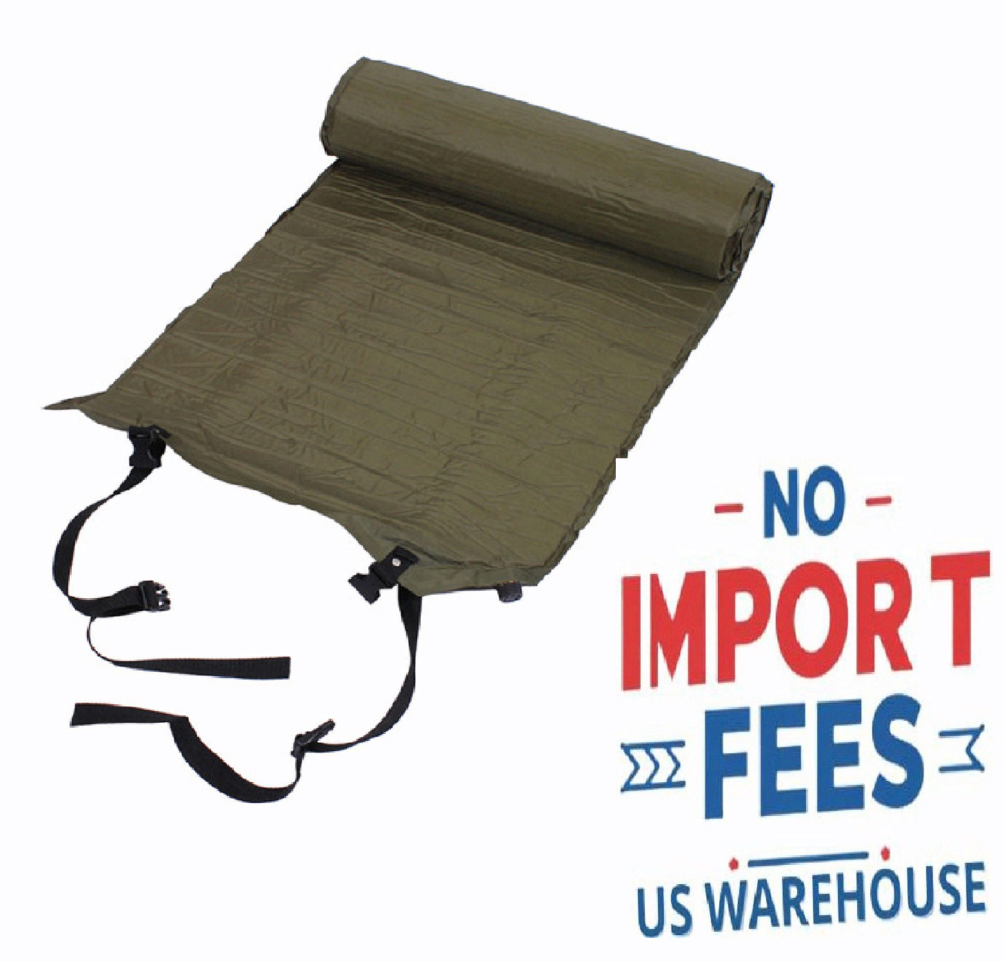 Olive Drab Self Inflating Air Foam Camping Mat NO IMPORT FEES FREE SHIPPING