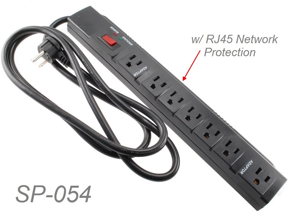 CablesOnline, 7 Outlets 1200J Surge Power Strip +RJ45 w/6-foot Right-Angle Cable