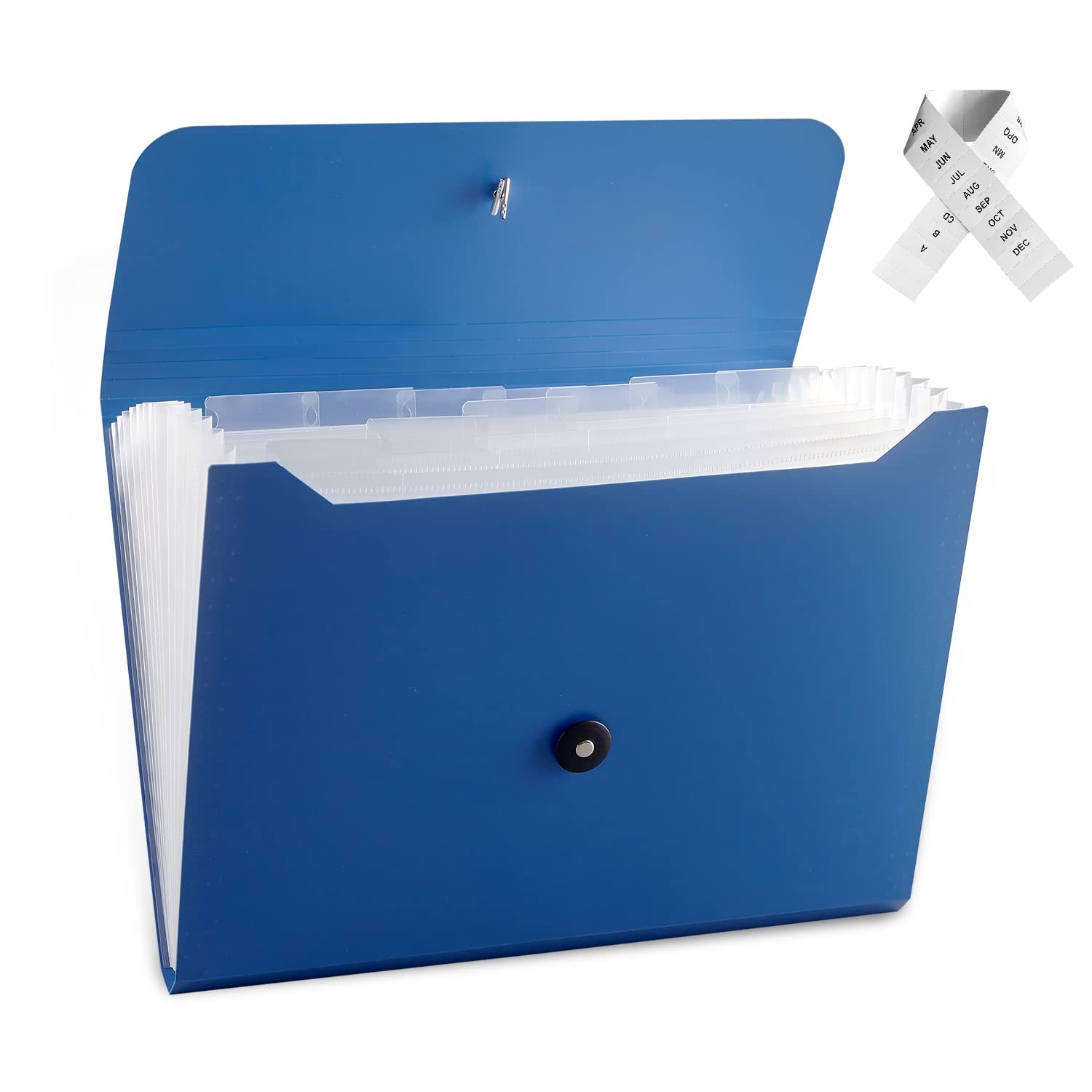 Nicfaec Expanding File Folder, 13 Pockets, Blue, Polypropylener,for 1pcs-blue