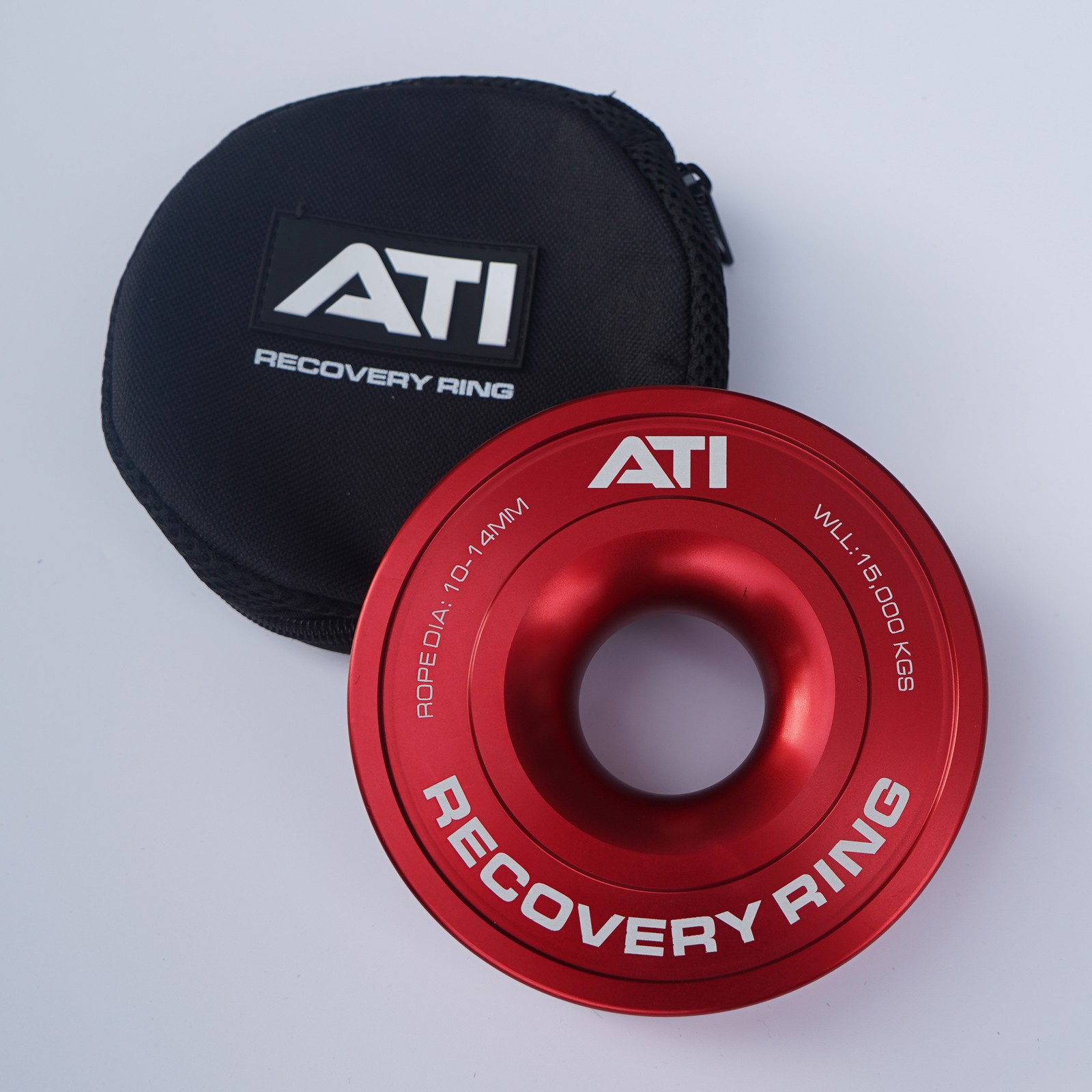 ATI 15,000KG ALLOY RECOVERY RING - RED - ALUMINIUM WINCH ROPE SNATCH BLOCK