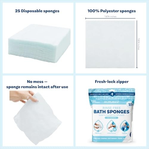 Scrubzz No Rinse Bathing Wipes Unscented 4 Pack