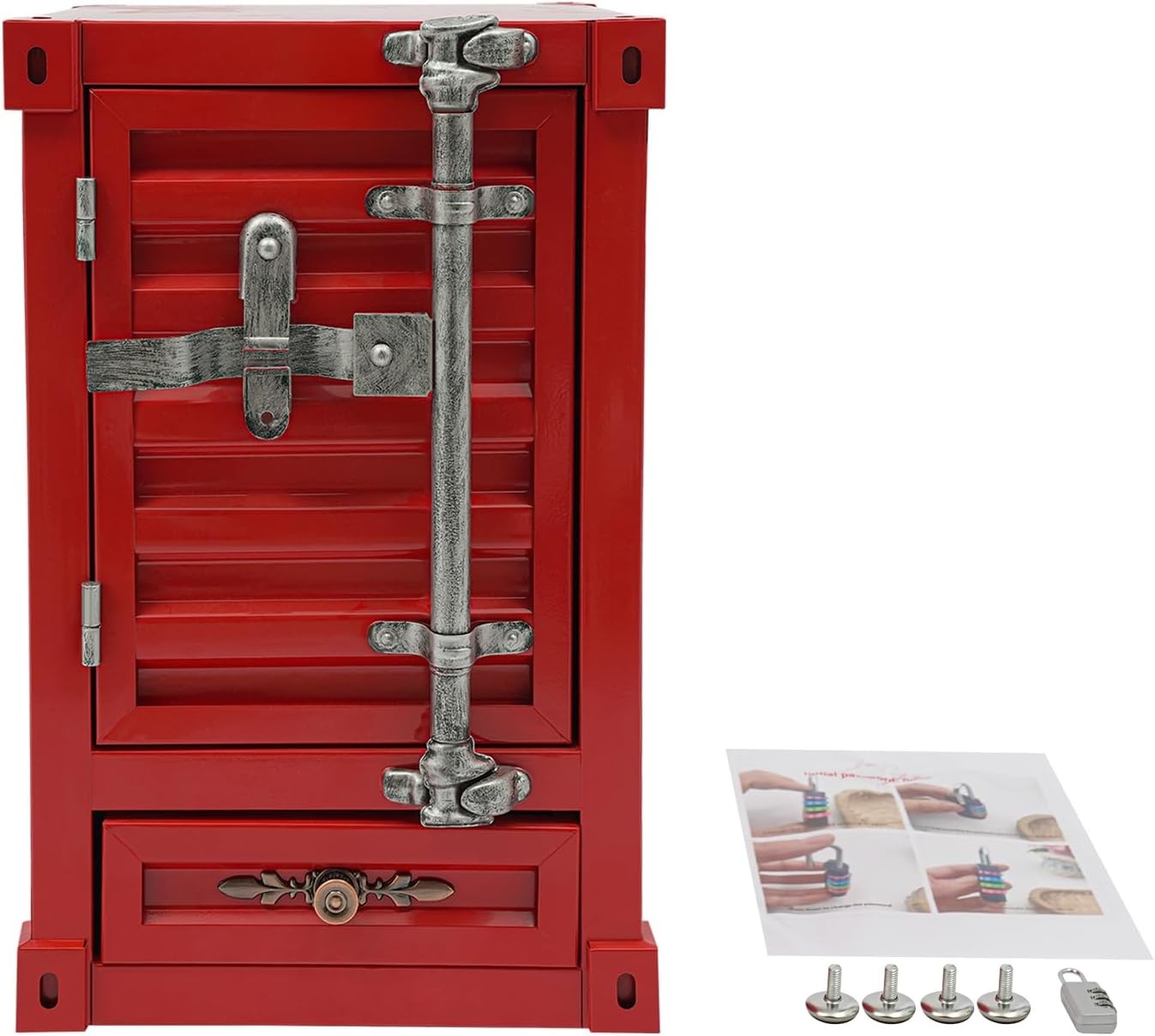 Industrial Wind Bedside Table w/ Combination Lock Container Style Locker Wrought