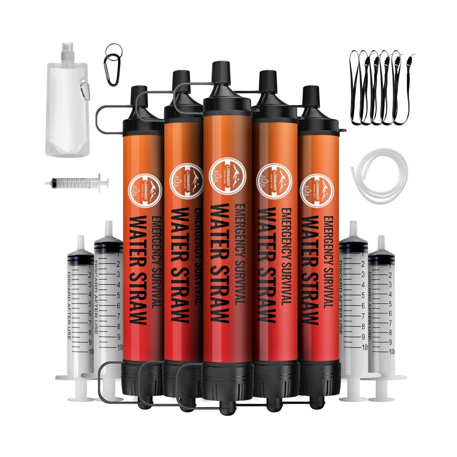 Straw Water Filter 5 Pack – Outdoor Camping & Hiking Survival Gear Kit for
