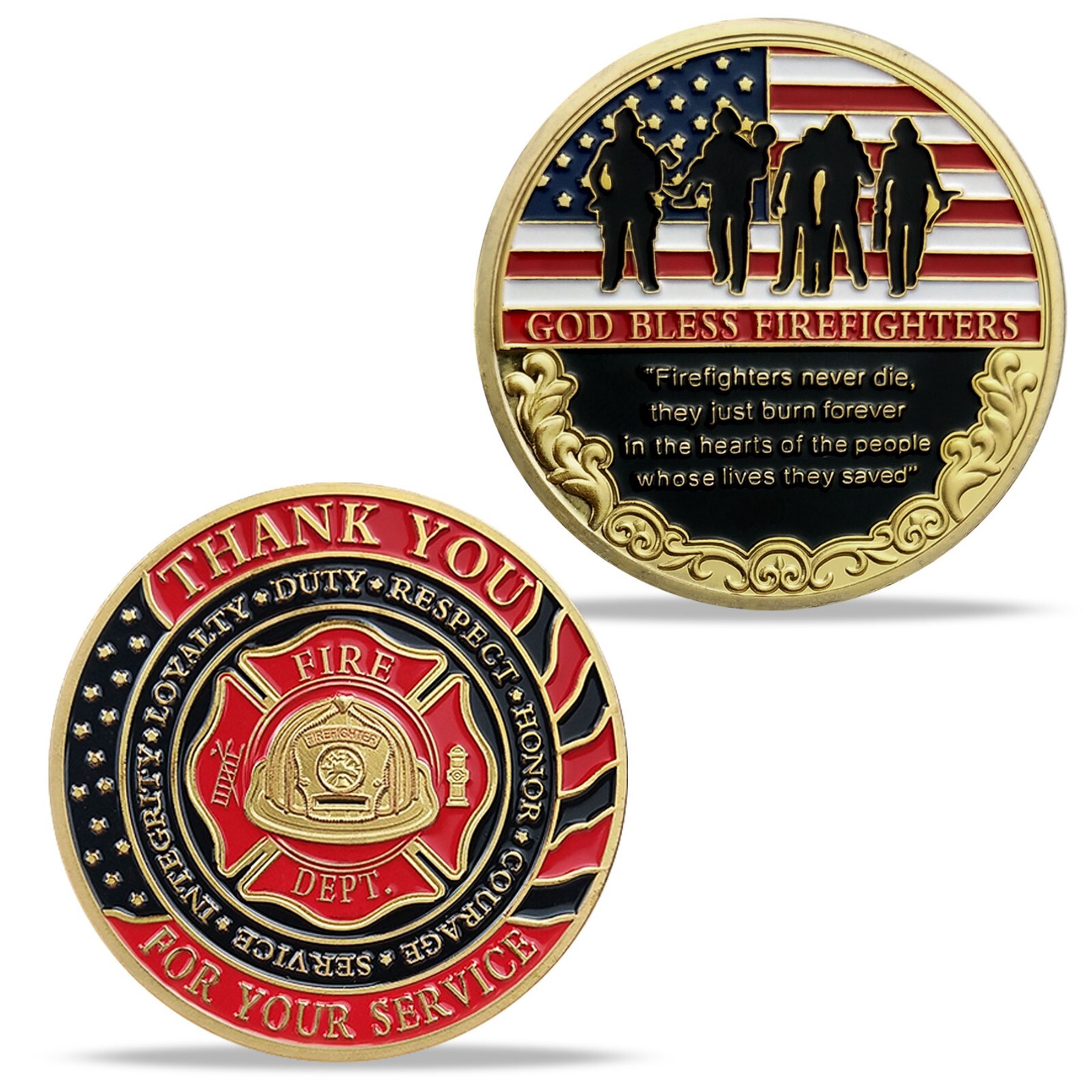 Firefighter Challenge Coin — Thank You for Your Service — Gift for Firefighters