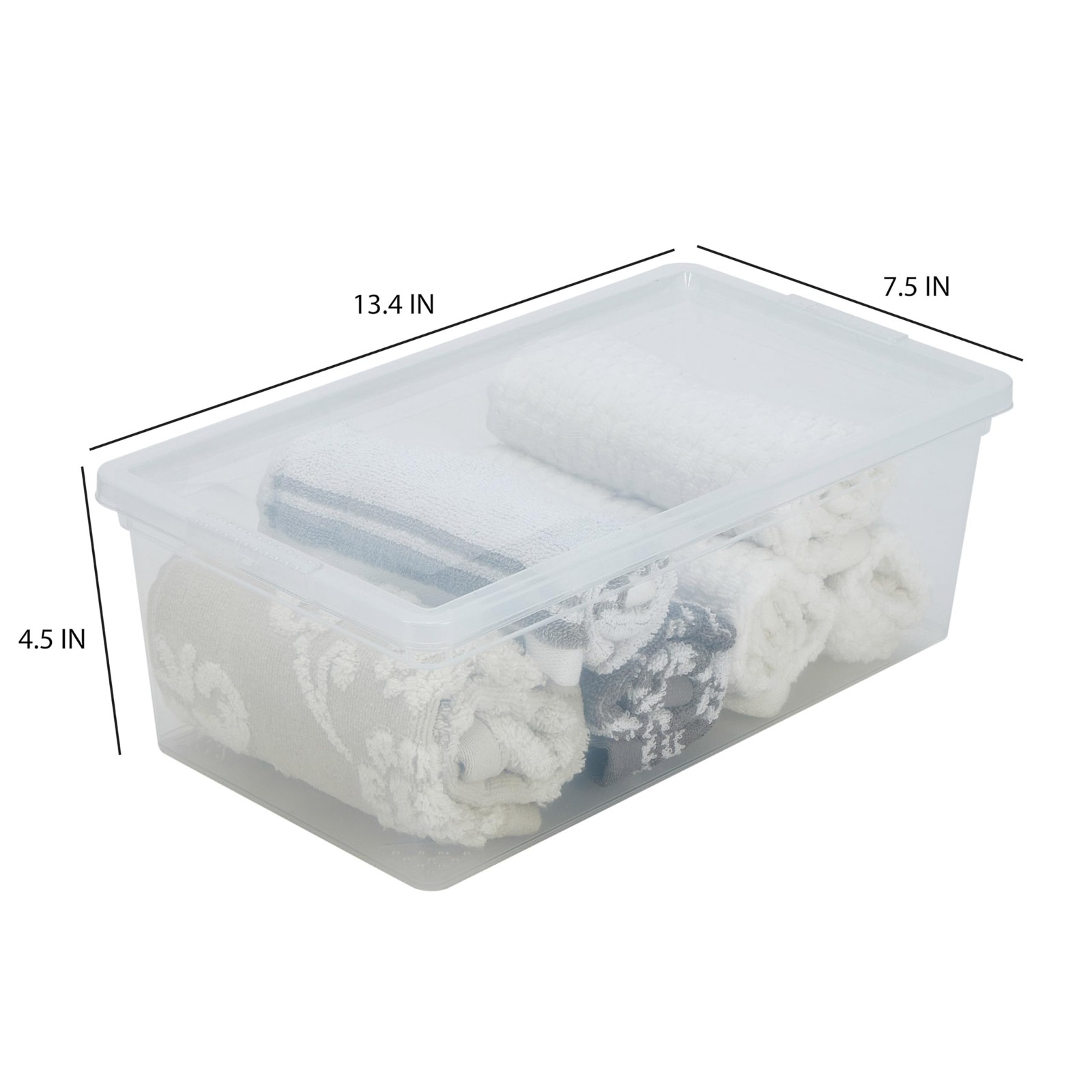 6 Pack Clear Storage Bins With Lids 13.23x7.5x4.5 Inch Stackable Nestable