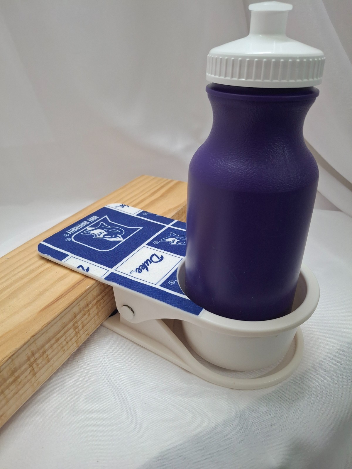 Handcrafted~White Clip-on Table Cup Holder w/Duke University Theme