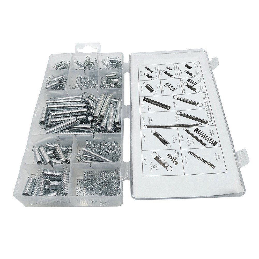 200 PCS Assorted Metal Compression Tension Hook Springs with Storage Box