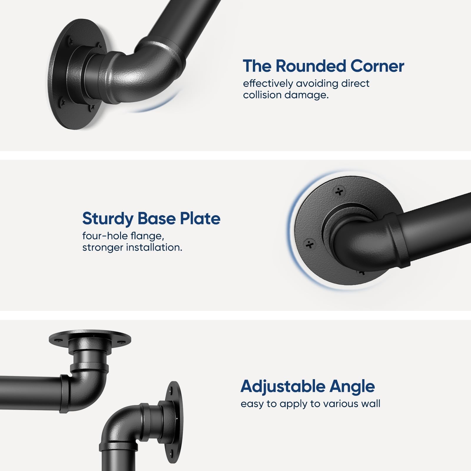 Abiglifty 3FT Pipe Handrail, Hand Rails for Indoor Stairs, 90cm (3FT), Black