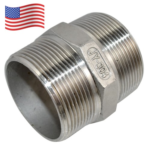 2" 2 inch in Male MM connectorPipe Fitting Hex Nipple NPT Stainless Steel 304